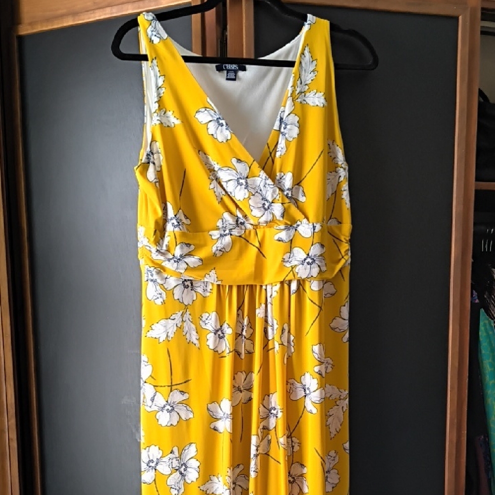 Chaps Yellow Floral Maxi Dress